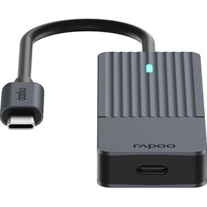 Rapoo UCH-4003 USB-C naar USB-A & USB-C hub, aluminium, 2 x USB-C gegevenspoorten, 2 x USB-A 3.0 gegevenspoorten, compatibel met MacBook Pro, MacBook Air, iPad Air/Pro, Surface Pro/Go, laptop