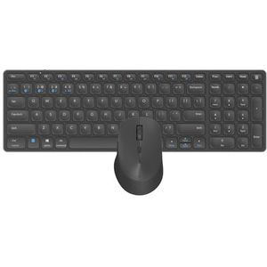 RAPOO | Draadloos toetsenbord en muis 9700M (QWERTY-toetsenbord en ergonomische Bluetooth-muis, compatibel met Windows en Mac, batterij, stil klikken, verbinding met meerdere apparaten) Zwart