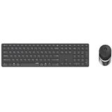 Rapoo 9850M draadloze muisset voor toetsenbord, 1600 dpi-sensor, accu, accu, plat, aluminium, DE-lay-out, QWERTZ, PC & Mac, donkergrijs