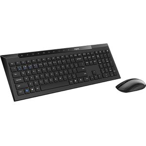 Rapoo draadloze muis + toetsenbord set (vlinderdas, multimode, draadloos, USB A, slim, computer) zwart