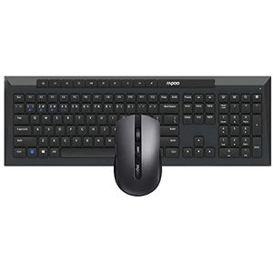 RAPOO Draadloos toetsenbord en muis 8210M (draadloze multi-mode-desktopset, aansluiting op maximaal 3 apparaten, robuust, lange batterijduur), zwart