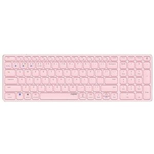 Rapoo E9700M Draadloos toetsenbord, oplaadbaar, platte batterij, aluminium, DE-lay-out QWERTZ PC & Mac, roze