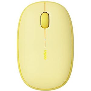 Rapoo M660 Silent draadloze muis, 1300 dpi, sensor, 9 maanden batterijduur stil, ergonomische toetsen voor rechtshandigen, pc en Mac, geel