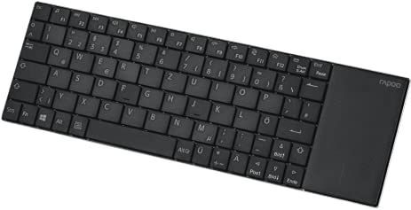 Rapoo E2710 draadloos toetsenbord, 1 USB-poort 2,4 GHz draadloos, multimedia, plat ontwerp van roestvrij staal, touchpad, voor Smart TV/Media PC, DE-lay-out, zwart