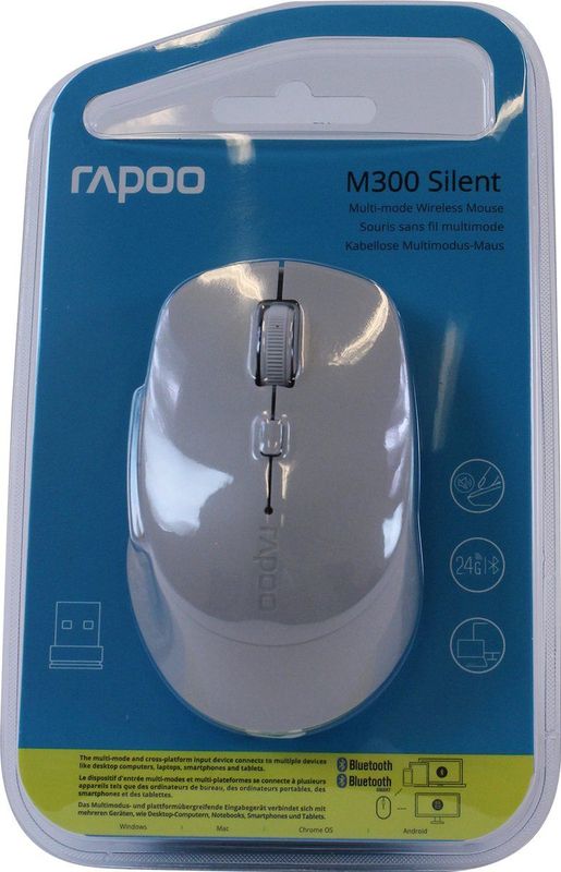 Rapoo M300 Silent - Draadloze Muis - Grijs - Ergonomisch Ontwerp