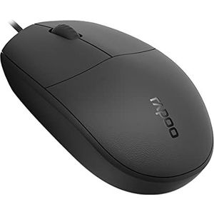 Rapoo N100 bekabelde muis bedrade muis bedrade muis 1600 dpi-sensor ergonomisch voor links- en rechtshandigen PC & Mac - zwart