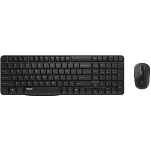 Rapoo Draadloos toetsenbord en muis x 1800 inch (set set toetsenbord muis draadloos 2,4 GHz, nano-USB-dongle, looptijd 12 maanden, optische muis 1000 dpi, AZERTY-toetsenbord FR, numeriek toetsenblok,