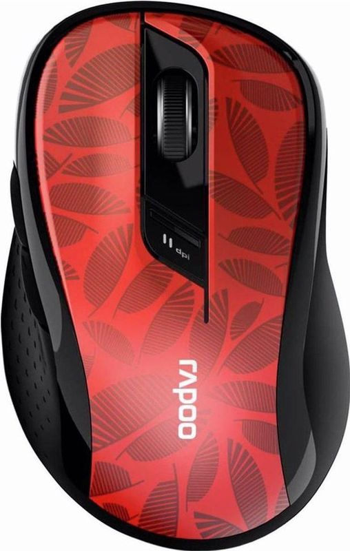 Rapoo M500 Silent kabellose Maus wireless Mouse 1600 DPI Sensor 12 Monate Batterielaufzeit leise Tasten ergonomisch für Rechtshänder PC & Mac - rot