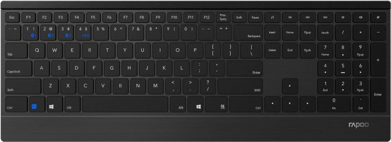 Rapoo 9500M toetsenbord Inclusief muis RF Draadloos QWERTZ Duits Zwart