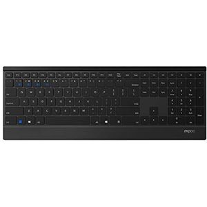 Rapoo | Draadloos toetsenbord met Portugese QWERTY (met multimode-bluetooth-technologie en 2,4 GHZ, ultradun 4,5 mm toetsenbord) zwart