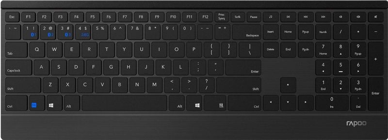 Rapoo 9500M Toetsenbord - Zwart - Draadloos - Ultra-slim