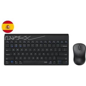 RAPOO | Draadloos toetsenbord en muis (pak draadloos toetsenbord en muis, multimode-verbinding 2,4 GHz draadloze overdracht en Bluetooth 3,0 en 4,0, Spaans QWERTY-toetsenbord, optische muis), zwart