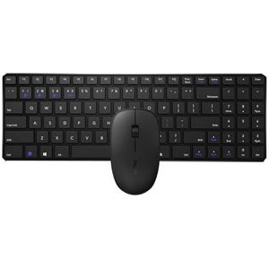 RAPOO | Draadloos toetsenbord en muis 9300M (QWERTY-toetsenbord en ergonomische Bluetooth-muis, looptijd tot 12 maanden, ultradun toetsenbord, ergonomische muis, 1300 dpi) zwart.