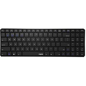 Rapoo | Draadloos toetsenbord met Portugees QWERTY-toetsenbord (met Bluetooth multimodetechnologie en 2,4 GHz, ultrafijn 4,9 mm toetsenbord) zwart