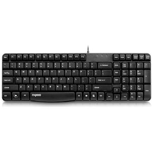 Rapoo | Toetsenbord met QWERTY-kabel (spatwaterdicht toetsenbord, USB-aansluiting, stil, digitaal) zwart