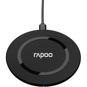 Rapoo XC140 Inductie-draadloze oplader voor smartphone, oplader voor iOS en Android (bijv. iPhone, AirPod, Samsung), plat, snel opladen, overbelastingsbeveiliging, zwart