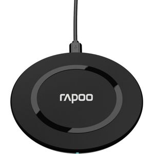 Rapoo XC140 draadloze inductielader voor smartphone, oplader voor iOS en Android (bijv. iPhone, AirPod, Samsung), plat, Qi-opladen, snel opladen, overbelastingsbeveiliging, zwart