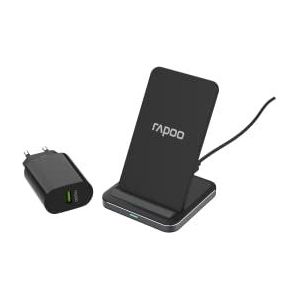 Rapoo XC220 draadloze inductielader voor smartphone, oplader voor iOS en Android (bijv. iPhone, Samsung), plat, Qi-opladen, snel opladen, zwart