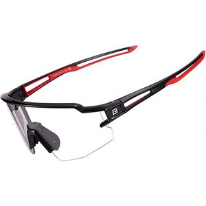 ROCKBROS Zonnebril - Fotochromatisch, Transparant Fietsbril - UV-bescherming 400 voor Mannen en Vrouwen - Rood Zwart