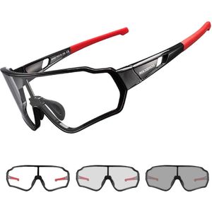 ROCKBROS Fietsbril - Unisex & Universeel - Sportbril - Zonnebril voor Heren en Dames - TR90+PC - Zwart Rood