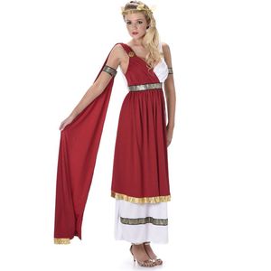 Karnival Costumes Verkleedkleding Kostuum Romeinse Keizerin voor vrouwen Carnavalskleding Dames Carnaval - Polyester - Rood/Wit - Maat XL - 3-Delig Jurk/Armband/Hoofdband