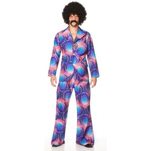 Karnival Costumes Verkleedpak Retro Boho Heren Carnavalskleding Heren Carnaval Foute Party '60 '70 Party - Polyester - Paars - Maat L - 2-Delig Jas/Broek