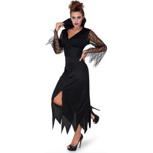 Karnival Costumes Zwart Kanten Heksenkostuum Carnavalskleding Dames Halloween Kostuum Dames Halloween Kostuum Volwassenen - Maat M - 4-delig