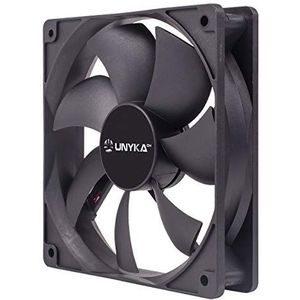 UNYKAch Computerventilator 120 mm, 51800, zwart, basic, 1200 rpm, 4-polig, 7 vleugels, stil