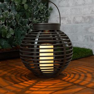 Solar lantaarn basket medium rotanlook lamp op zonne energie 2017