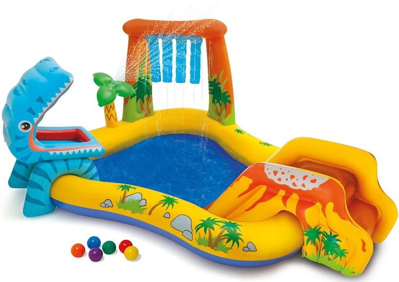 Intex - 57444 Dinosaur Play Center Pool mit Rutsche 249x191x109cm