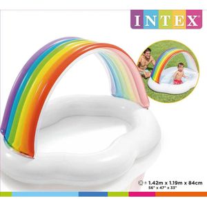 Opblaasbaar Zwembad - Intex - 142 X 13 cm (Met Regenboog Zonnescherm)