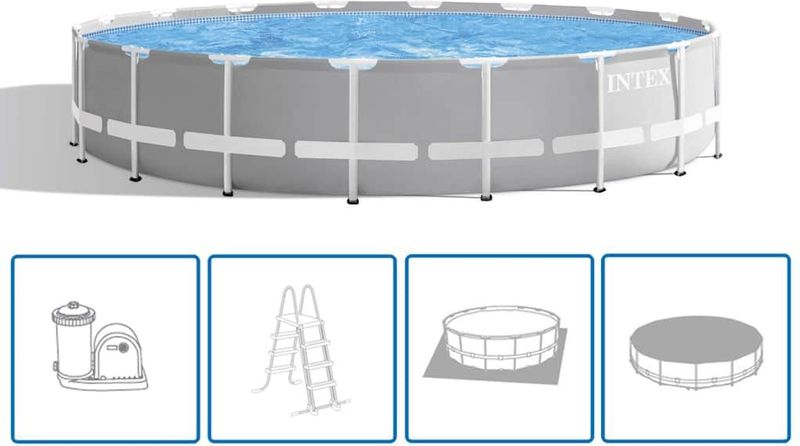 Intex - Frame Swimming Pool Set 'Prism Rondo vi' grau ø 549 x 122 cm Inkl. Kartuschenfilteranlage