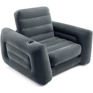 Intex - Opblaasbare Loungestoel - Groen - Fluweelachtig Materiaal - Inclusief Bekerhouder