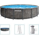 Intex Greywood Prism Frame zwembad 457x122 cm. met filterpomp en accessoires | Pool