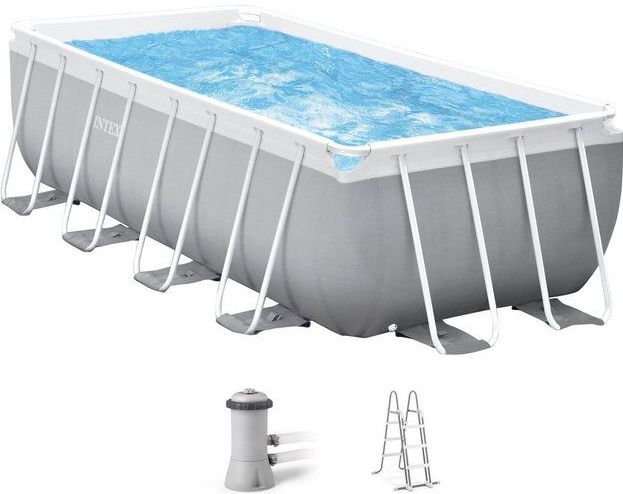 Intex - Frame Swimming Pool Set 'Prism Quadra iii' grau 400 x 200 x 122 cm Inkl. Kartuschenfilteranlage