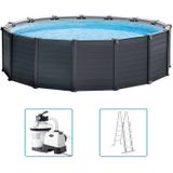 Intex Graphite Panel Pool 478x124 cm met zandfilter, ladder, afdek- en grondzeil - Model 2022