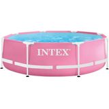 Intex 2,44 m x 76 cm roze metalen frame zwembad, set-up grootte: 2,44 m x 76 cm (28290NP)