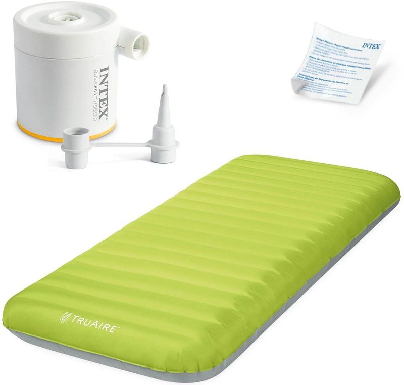 Intex Luftmatratze / Camping Luftbett "Dura-Beam TruAire" inkl. Luftpumpe grün 76 x 191 x 17cm