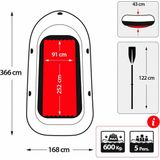 Intex Schlauchboot "Excursion 5", (Set, mit 2 Paddeln und Luftpumpe)