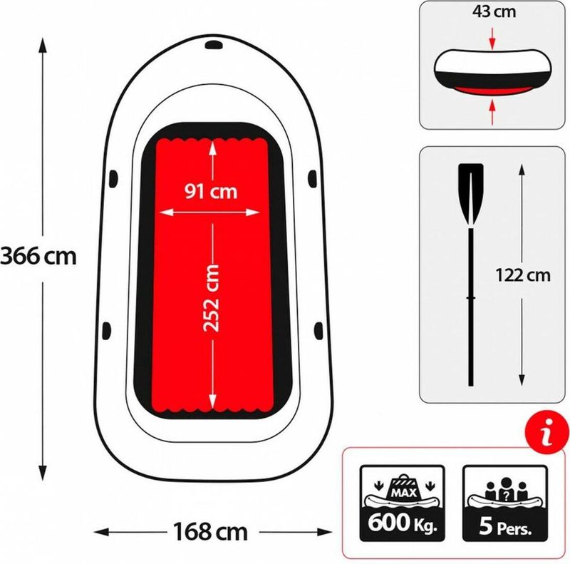 Intex Schlauchboot "Excursion 5", (Set, mit 2 Paddeln und Luftpumpe)