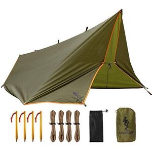 GRATIS SOLDAAT Tarp Waterdicht 3x3.2m Tarp Ultralight Tent Dekzeil UV-bescherming Camping Luifel Tent Outdoor Multifunctioneel Groot Tarp voor Kamperen, Wandelen, Outdoor Activiteiten (Bruin)