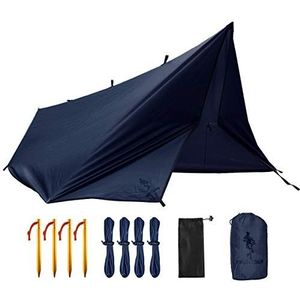 GRATIS SOLDAAT Tarp Waterdicht 3m x 3,2m Tarp Ultralight Tent Tarpaulin UV-bescherming Camping Luifel Tent Outdoor Multifunctioneel Groot Tarp voor Kamperen, Activiteiten (Blauw, met Spijkers)