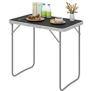 eSituro SCPT0035 Campingtafel, klaptafel op balkon, bijzettafel, inklapbare tafel, tuintafel met handvat, van MDF-metaal, 80 x 50 x 70 cm, zwart