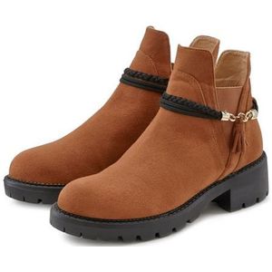 LASCANA Chelseaboots, mit abnehmbarem Band und Chunky-Sohle, Ankle Boots, Stiefelette