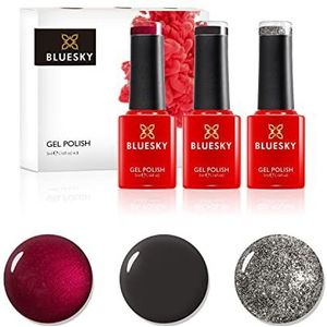 BLUESKY Lady Snow Autumn and Winter 2020 Semi-Permanente Nagellak Set 2-Cosy 3 x 5 ml Rood/Grijs/Zilver/Glitter 1 Units