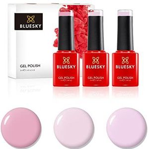 BLUESKY Gel Polish, Gel Nagellakset, Naked Pinks. Creamy Pink A106, Strawberry A104, Naked Symphony Nd08. 3 x 5 ml Nude kleuren, roze