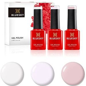 BLUESKY Gel Polish, gel-nagellakset, French Manicure, 3 x 5 ml wit, roze, nude