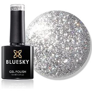 Bluesky Gel nagellak, verblindende platina gel BDP08 - achter het masker. Zilveren glitter, 10 ml (vereist uitharding onder UV of LED lamp)