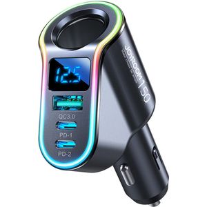 Joyroom Autolader Snellader 4 in 1 USB-A & USB-C - 150W Zwart [5x Fast Car Charger]