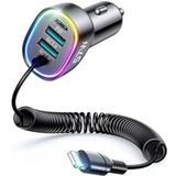 joyroom Car Charger JR-CL20, 2 x USB + 2 x Lightning, 57 W + Lightning-kabel (zwart)